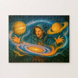 Space-controlling mage in cosmic oil painting puzzle