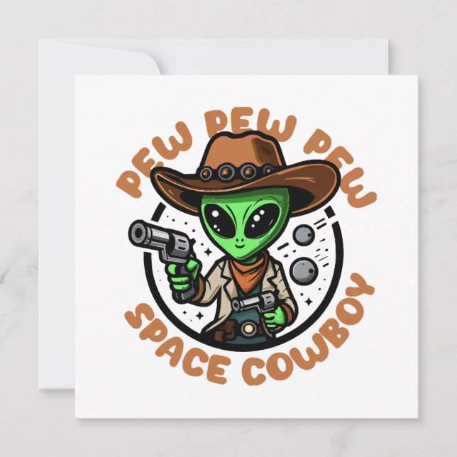 Space Cowboy Funny Alien Einladung (Vorderseite)