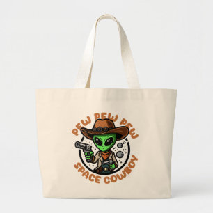 Space Cowboy Funny Alien Jumbo Stoffbeutel