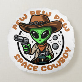 Space Cowboy Funny Alien Rundes Kissen