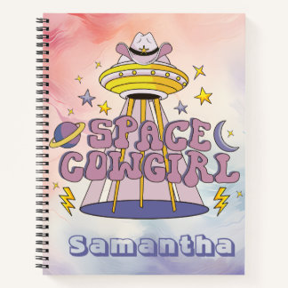 Space Cowgirl Anpassbare Spiral-Notebook Notizbuch