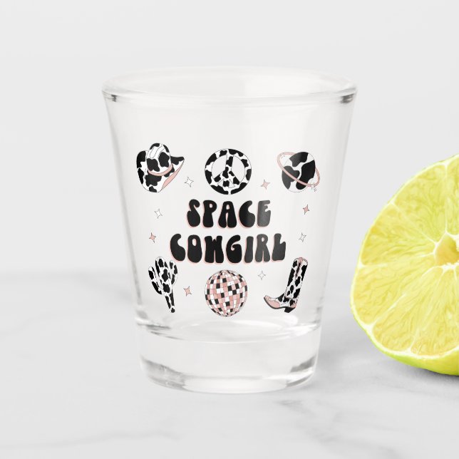 Space Cowgirl Bachelorette Shot Glass Schnapsglas (Vorderseite)
