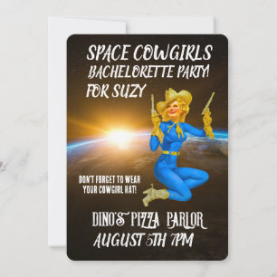 SPACE COWGIRL CUSTOM JUNGGESELINNEN-ABSCHIED INVIT EINLADUNG