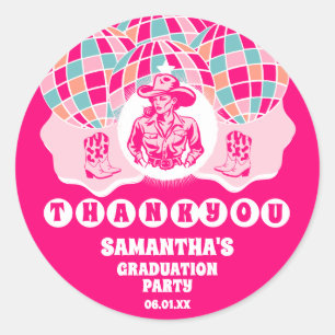 Space Cowgirl Graduation Party Danke Runder Aufkleber