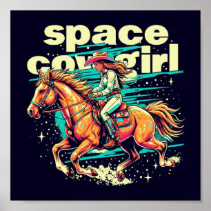 Space Cowgirl Poster - Futuristische Western Kunst