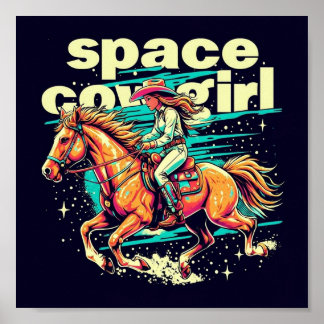 Space Cowgirl Poster - Futuristische Western Kunst