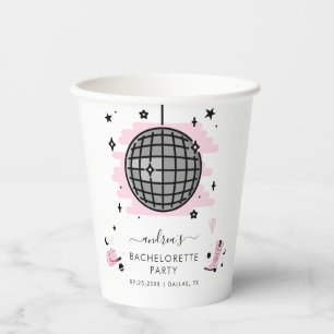 Space Cowgirl Retro Disco Junggeselinnen-Abschied  Pappbecher
