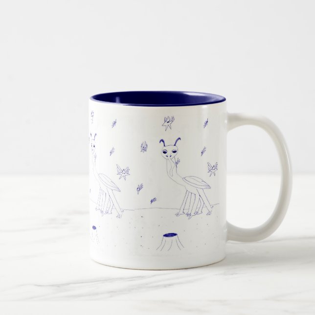 Space Critters-Tasse Zweifarbige Tasse (Rechts)