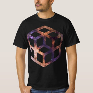 Space Cube Grid Astro Geometry T - Shirt
