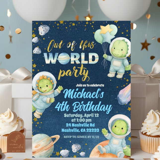 Space Dinosaur Birthday Invitation Einladung (Von Creator hochgeladen)