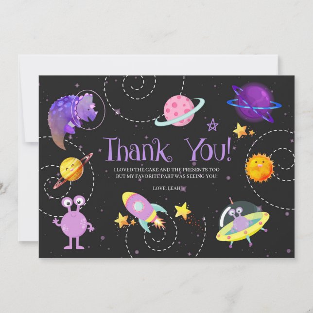 Space Dinosaurier Galaxy Danke Karte (Vorderseite)