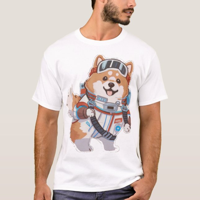 Space Dog im Astro-Kostüm T-Shirt (Vorderseite)