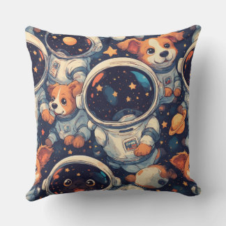 Space Dog Linienkunst | Minimalistischer Astronaut Kissen