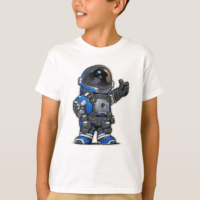 Space Engineers Cartoon Kids Tshirt - Blau (Vorderseite)
