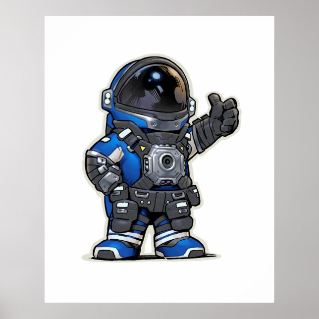 Space Engineers Cartoon Poster - Blau (Vorne)