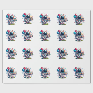 Space Explorer Astronaut Birthday Wrapping Paper  Geschenkpapier
