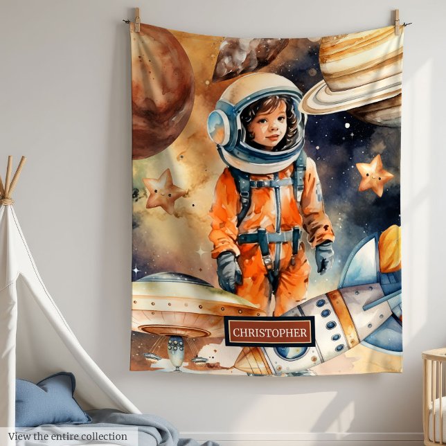 Space Explorer Individuelle Name Blanket für Littl Fleecedecke (Space Explorer Custom Name Blanket for Little Boy

)