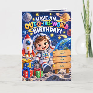 Space Explorer Kids Geburtstagskarte Perso Karte