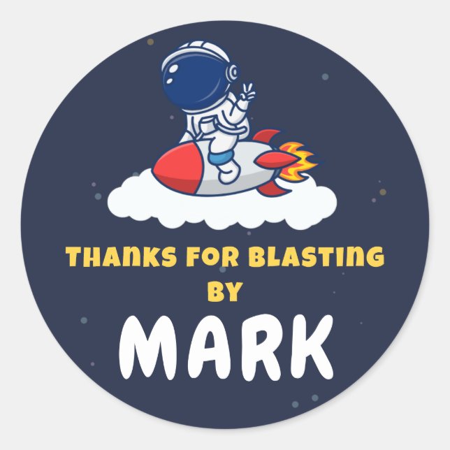 Space Explorer Party Favor Sticker (Vorderseite)