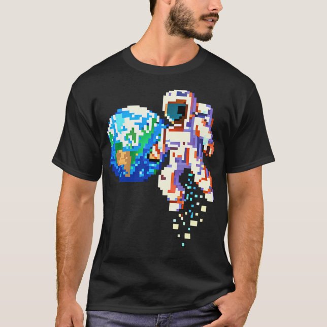 Space Explorer - Pixel Art Astronaut T-Shirt (Vorderseite)