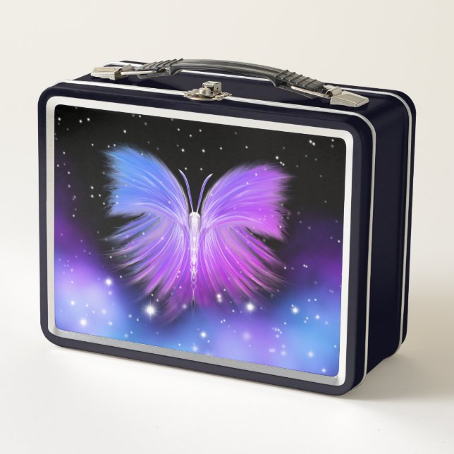 Space Fantasy Butterfly Kosmic Metall Brotdose (Vorderseite)