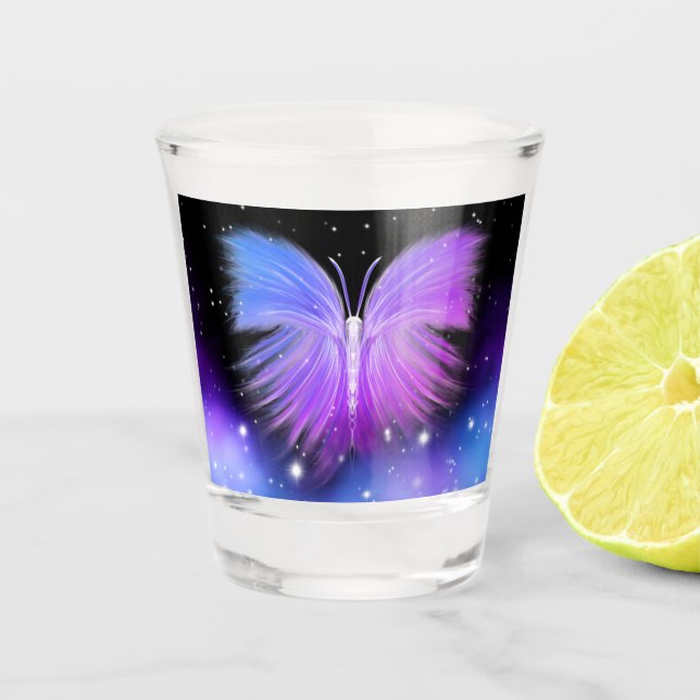 Space Fantasy Butterfly Kosmic Schnapsglas (Vorderseite)