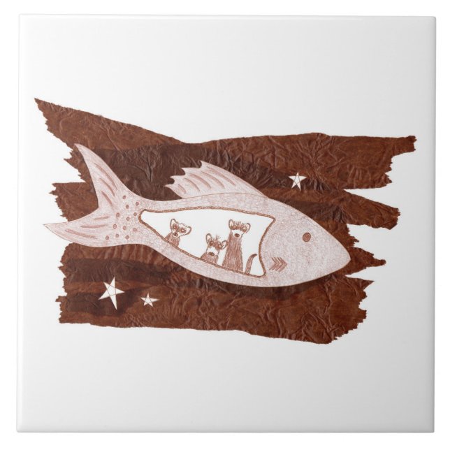 Space Ferrets Keramik Tile Fliese (Vorderseite)