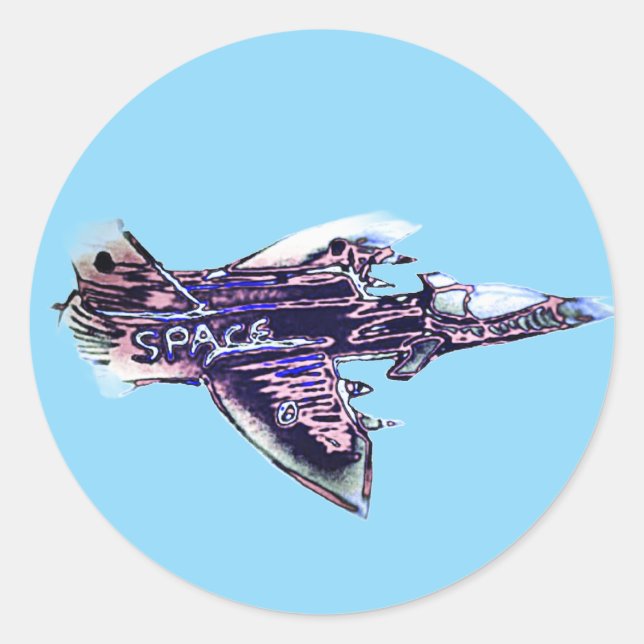 Space Flugzeug Runder Aufkleber (Vorderseite)