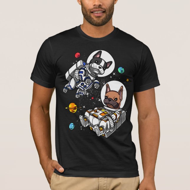 Space French Bulldog Astronaut Dog T-Shirt (Vorderseite)