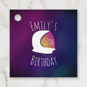 Space Galaxy Astronaut Lila Ombre Birthday Party Geschenkanhänger