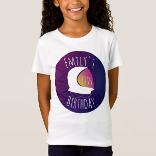Space Galaxy Astronaut Lila Ombre Birthday Party T-Shirt