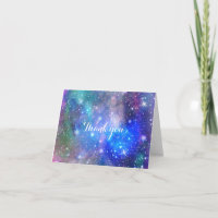 Space Galaxy Falt-Einladung Danke Karte