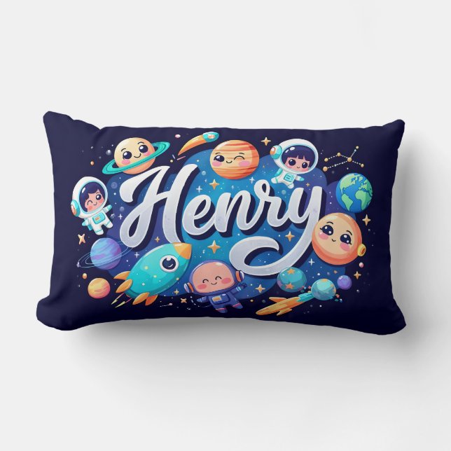 Space Galaxy Henry Personalisiert Throw Kissen (Vorderseite)