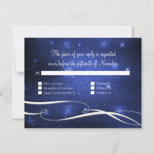 Space Galaxy Infinity Sign Navy Blue Wedding RSVP Karte
