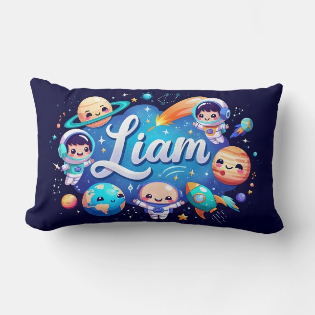 Space Galaxy Liam Personalisiert Throw Kissen (Vorderseite)