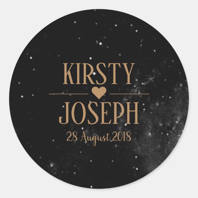 Space Galaxy Monogram Gold Wedding Sticker (Vorderseite)
