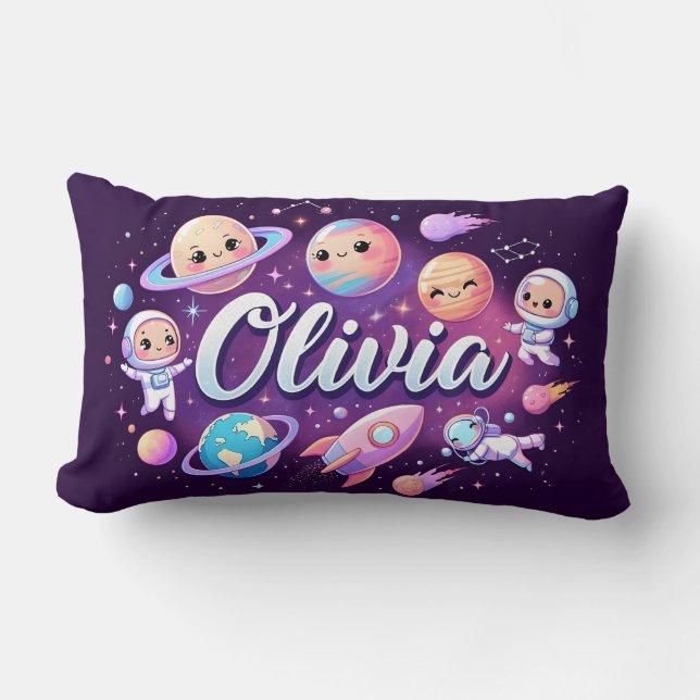 Space Galaxy Olivia Personalisiert Throw Kissen (Vorderseite)