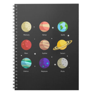 Space Galaxy Solar Planets Venus Mars Jupiter Uran Notizblock