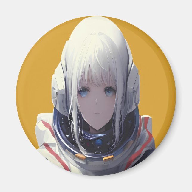 Space Girl Art Print - Cosmic Adventure Magnet (Vorne)