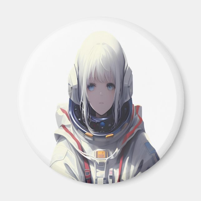 Space Girl Art Print - Cosmic Adventure Magnet (Vorne)