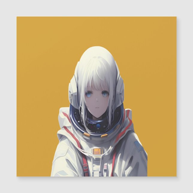 Space Girl Art Print - Cosmic Adventure Magnetkarte (Vorderseite)