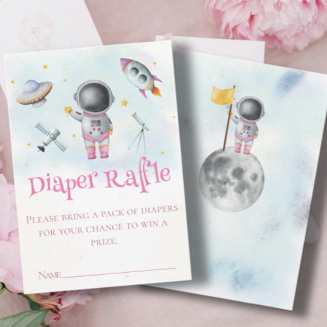 Space Girl Astronaut Raketen ufo Star Baby Dusche Begleitkarte (Von Creator hochgeladen)