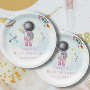 Space Girl Astronaut Raketen ufo stars Kinderdusch Pappteller