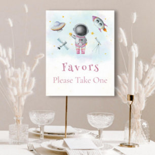 Space Girl Astronaut rosa Raketen Sterne Favoriten Poster