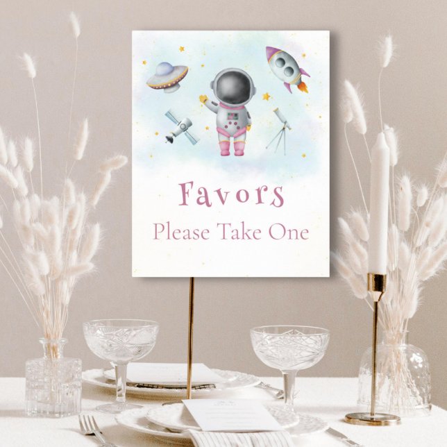 Space Girl Astronaut rosa Raketen Sterne Favoriten Poster (Von Creator hochgeladen)