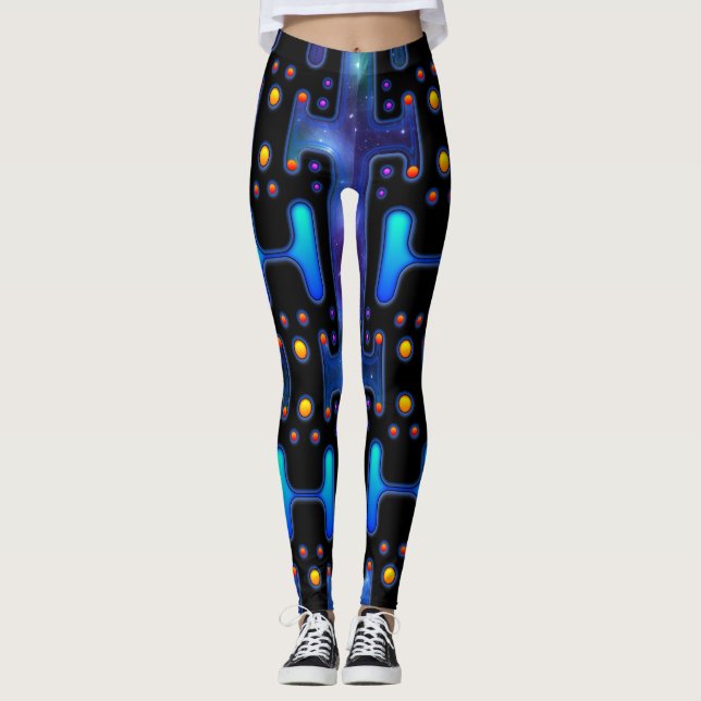 Space Girl Mechanischer Android Futuristischer Rob Leggings (Vorderseite)