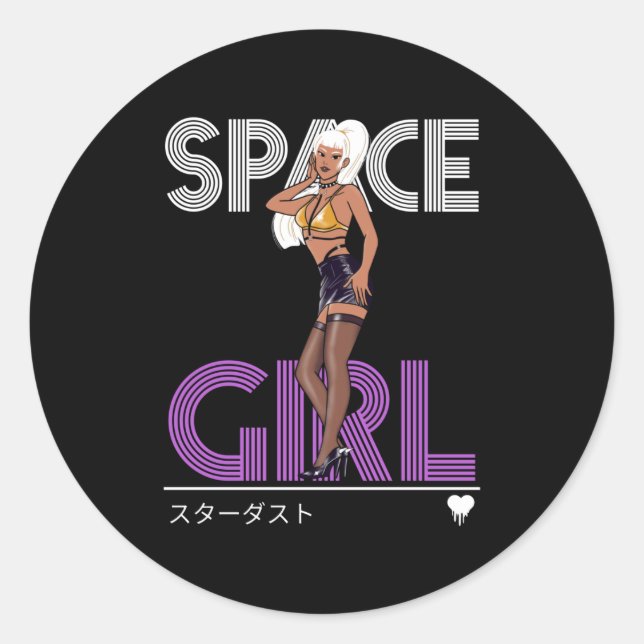 Space Girl - Stardust Fan - Anime Girl Runder Aufkleber (Vorderseite)
