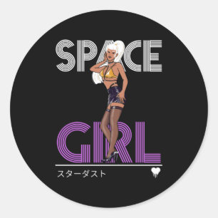 Space Girl - Stardust Fan - Anime Girl Runder Aufkleber