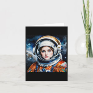 Space Girl Sticker Karte