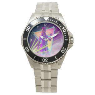 Space Girl Synthwave Cyberpunk Futuristische Kunst Armbanduhr